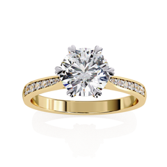 1.42 Carat Round Lab-Grown Diamond Ring in 18K Gold
