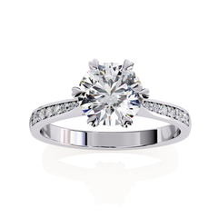 1.42 Carat Round Lab-Grown Diamond Ring in 18K Gold
