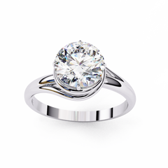 AFFY IGI Certified 1.29 Carat Round Cut Lab-Grown Diamond Bypass Engagement Ring in 18K Solid Gold