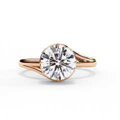 AFFY IGI Certified 1.29 Carat Round Cut Lab-Grown Diamond Bypass Engagement Ring in 18K Solid Gold