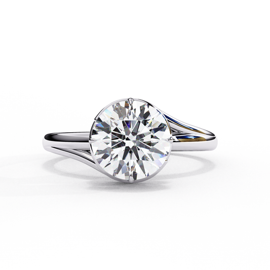 AFFY IGI Certified 1.29 Carat Round Cut Lab-Grown Diamond Bypass Engagement Ring in 18K Solid Gold