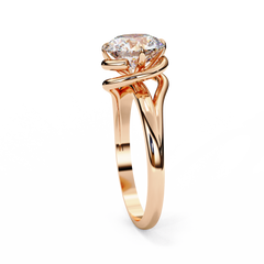 AFFY IGI Certified 1.29 Carat Round Cut Lab-Grown Diamond Bypass Engagement Ring in 18K Solid Gold