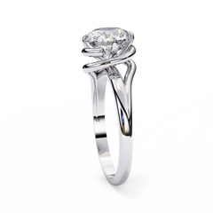 AFFY IGI Certified 1.29 Carat Round Cut Lab-Grown Diamond Bypass Engagement Ring in 18K Solid Gold