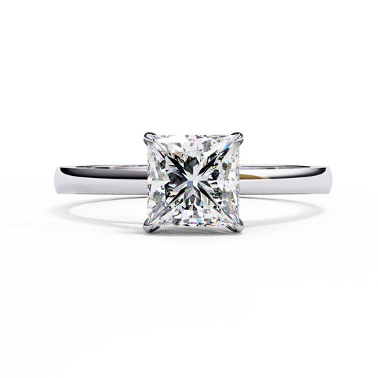 1.04 Carat Emerald Cut Lab-Grown Diamond Solitaire Engagement Ring in 18K White Gold