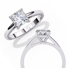 1.04 Carat Emerald Cut Lab-Grown Diamond Solitaire Engagement Ring in 18K White Gold