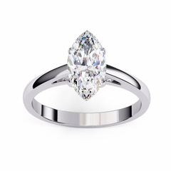 0.86 Carat Emerald Cut Lab-Grown Diamond Solitaire Engagement Ring in 18K White Gold