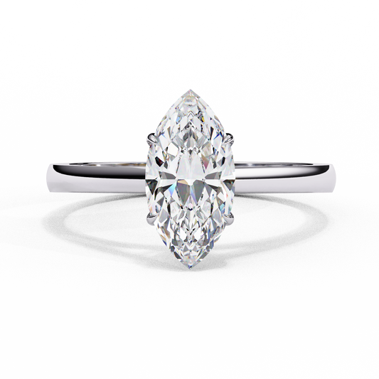 0.86 Carat Emerald Cut Lab-Grown Diamond Solitaire Engagement Ring in 18K White Gold