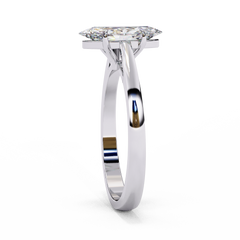 0.86 Carat Emerald Cut Lab-Grown Diamond Solitaire Engagement Ring in 18K White Gold