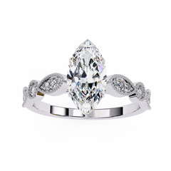 1.06 Carat Marquise Cut Beaded Lab-Grown Diamond Engagement Ring