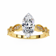 1.06 Carat Marquise Cut Beaded Lab-Grown Diamond Engagement Ring