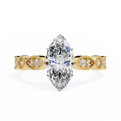1.06 Carat Marquise Cut Beaded Lab-Grown Diamond Engagement Ring