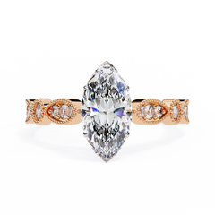 1.06 Carat Marquise Cut Beaded Lab-Grown Diamond Engagement Ring