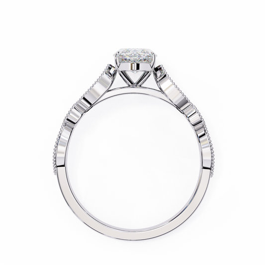 1.06 Carat Marquise Cut Beaded Lab-Grown Diamond Engagement Ring