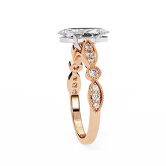 1.06 Carat Marquise Cut Beaded Lab-Grown Diamond Engagement Ring