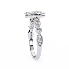 1.06 Carat Marquise Cut Beaded Lab-Grown Diamond Engagement Ring