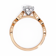 1.44 Carat Marquise Cut Beaded Lab-Grown Diamond Engagement Ring