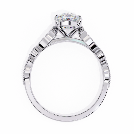 1.44 Carat Marquise Cut Beaded Lab-Grown Diamond Engagement Ring