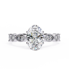 1.44 Carat Marquise Cut Beaded Lab-Grown Diamond Engagement Ring