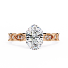 1.44 Carat Marquise Cut Beaded Lab-Grown Diamond Engagement Ring