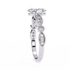 1.44 Carat Marquise Cut Beaded Lab-Grown Diamond Engagement Ring