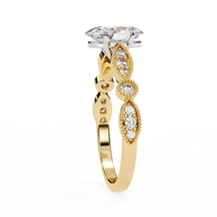 1.44 Carat Marquise Cut Beaded Lab-Grown Diamond Engagement Ring