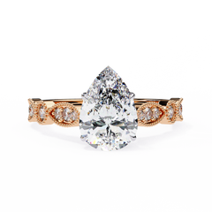 1.13 Carat Marquise Cut Beaded Lab-Grown Diamond Engagement Ring