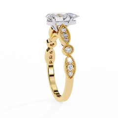 1.13 Carat Marquise Cut Beaded Lab-Grown Diamond Engagement Ring