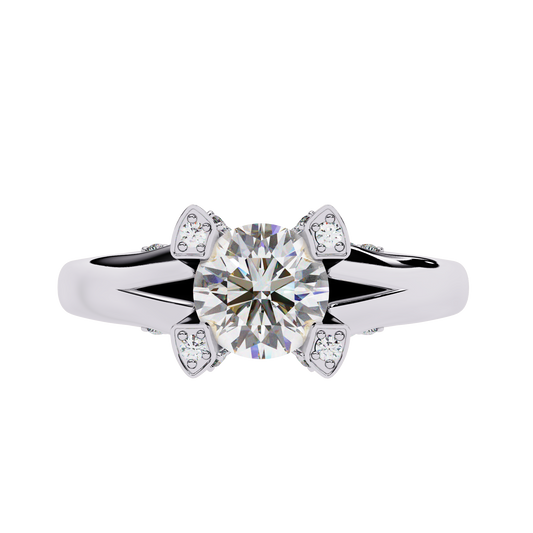 1.03 Carat Lab-Grown Diamond Engagement Ring in 18K Rose Gold – Crown Prong, Hidden Halo & Pavé Band