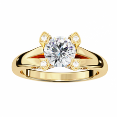1.03 Carat Lab-Grown Diamond Engagement Ring in 18K Rose Gold – Crown Prong, Hidden Halo & Pavé Band