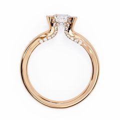 1.03 Carat Lab-Grown Diamond Engagement Ring in 18K Rose Gold – Crown Prong, Hidden Halo & Pavé Band