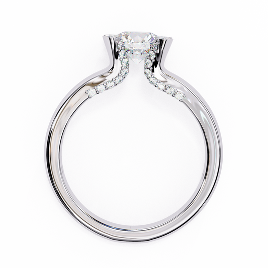 1.03 Carat Lab-Grown Diamond Engagement Ring in 18K Rose Gold – Crown Prong, Hidden Halo & Pavé Band