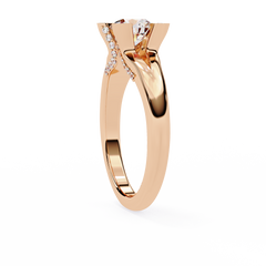 1.03 Carat Lab-Grown Diamond Engagement Ring in 18K Rose Gold – Crown Prong, Hidden Halo & Pavé Band