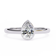 0.58 Carat Pear-Shaped Lab-Grown Diamond Ring in 18K Gold