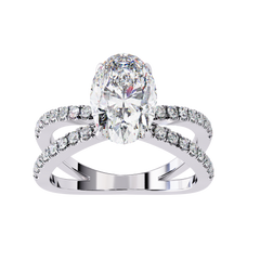 The Tory 1.57 Carat Oval Cut Engagement Ring with Hidden Halo & Split Shank