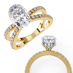 The Tory 1.57 Carat Oval Cut Engagement Ring with Hidden Halo & Split Shank