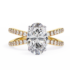 The Tory 1.57 Carat Oval Cut Engagement Ring with Hidden Halo & Split Shank