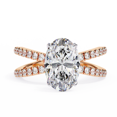 The Tory 1.57 Carat Oval Cut Engagement Ring with Hidden Halo & Split Shank
