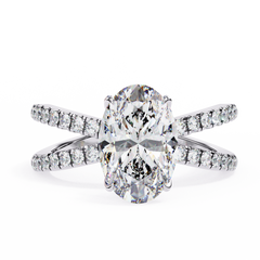 The Tory 1.57 Carat Oval Cut Engagement Ring with Hidden Halo & Split Shank