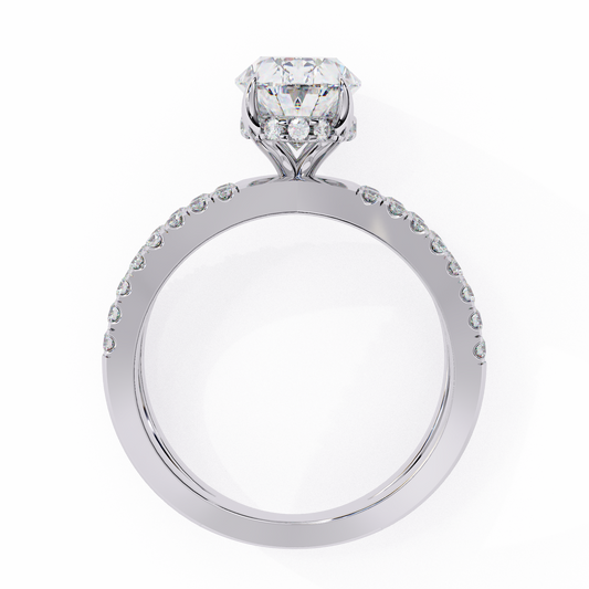 The Tory 1.57 Carat Oval Cut Engagement Ring with Hidden Halo & Split Shank