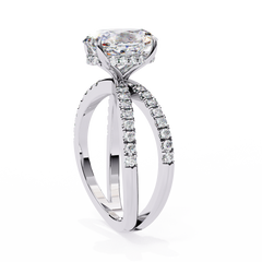 The Tory 1.57 Carat Oval Cut Engagement Ring with Hidden Halo & Split Shank