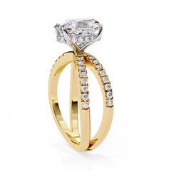 The Tory 1.57 Carat Oval Cut Engagement Ring with Hidden Halo & Split Shank
