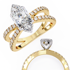Guinevere 1.14 Carat Marquise Cut Lab-Grown Diamond Engagement Ring in 18K Gold – Split Shank