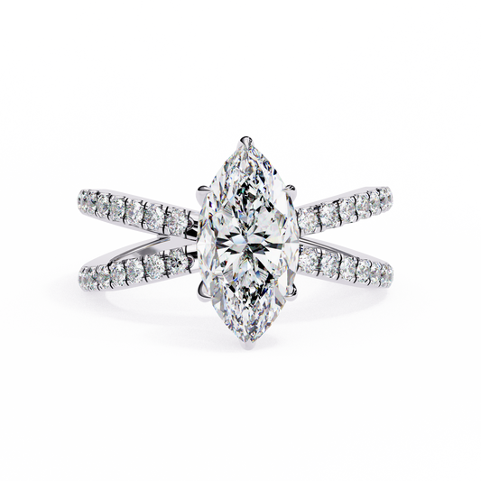 Guinevere 1.14 Carat Marquise Cut Lab-Grown Diamond Engagement Ring in 18K Gold – Split Shank