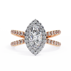 1.3 Carat Oval Cut Halo Solitaire Ring with Split Shank in 18K Gold – Wedding & Anniversary Ring for Women
