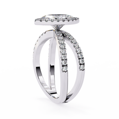 1.3 Carat Oval Cut Halo Solitaire Ring with Split Shank in 18K Gold – Wedding & Anniversary Ring for Women
