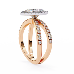 1.3 Carat Oval Cut Halo Solitaire Ring with Split Shank in 18K Gold – Wedding & Anniversary Ring for Women