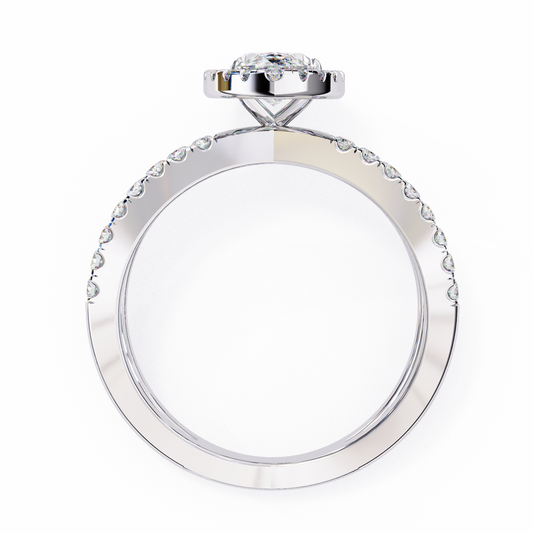 1.3 Carat Oval Cut Halo Solitaire Ring with Split Shank in 18K Gold – Wedding & Anniversary Ring for Women