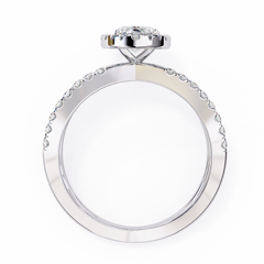 1.3 Carat Oval Cut Halo Solitaire Ring with Split Shank in 18K Gold – Wedding & Anniversary Ring for Women