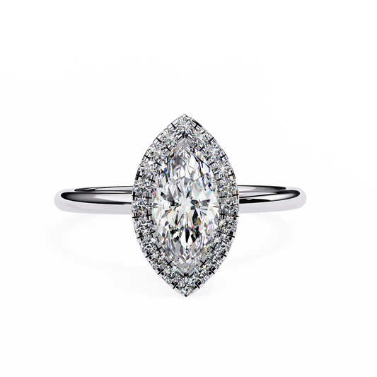 0.98 Carat Marquise Cut Halo Diamond Engagement Ring