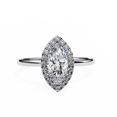 0.98 Carat Marquise Cut Halo Diamond Engagement Ring